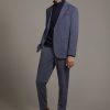 Regular fit single-breasted suit in solid colour jersey fabric
