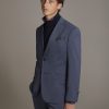 Regular fit single-breasted suit in solid colour jersey fabric