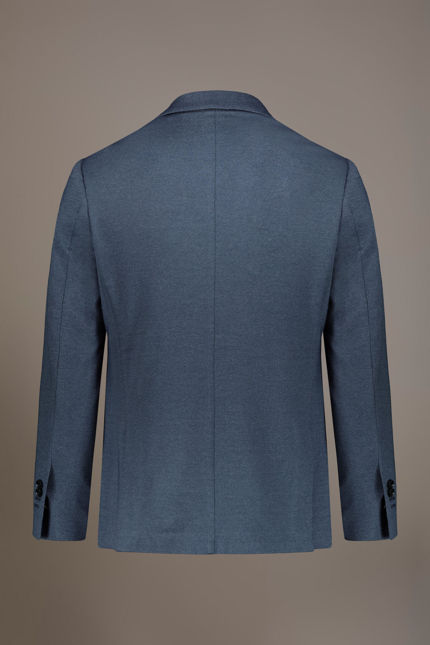 Regular fit single-breasted suit in solid colour jersey fabric
