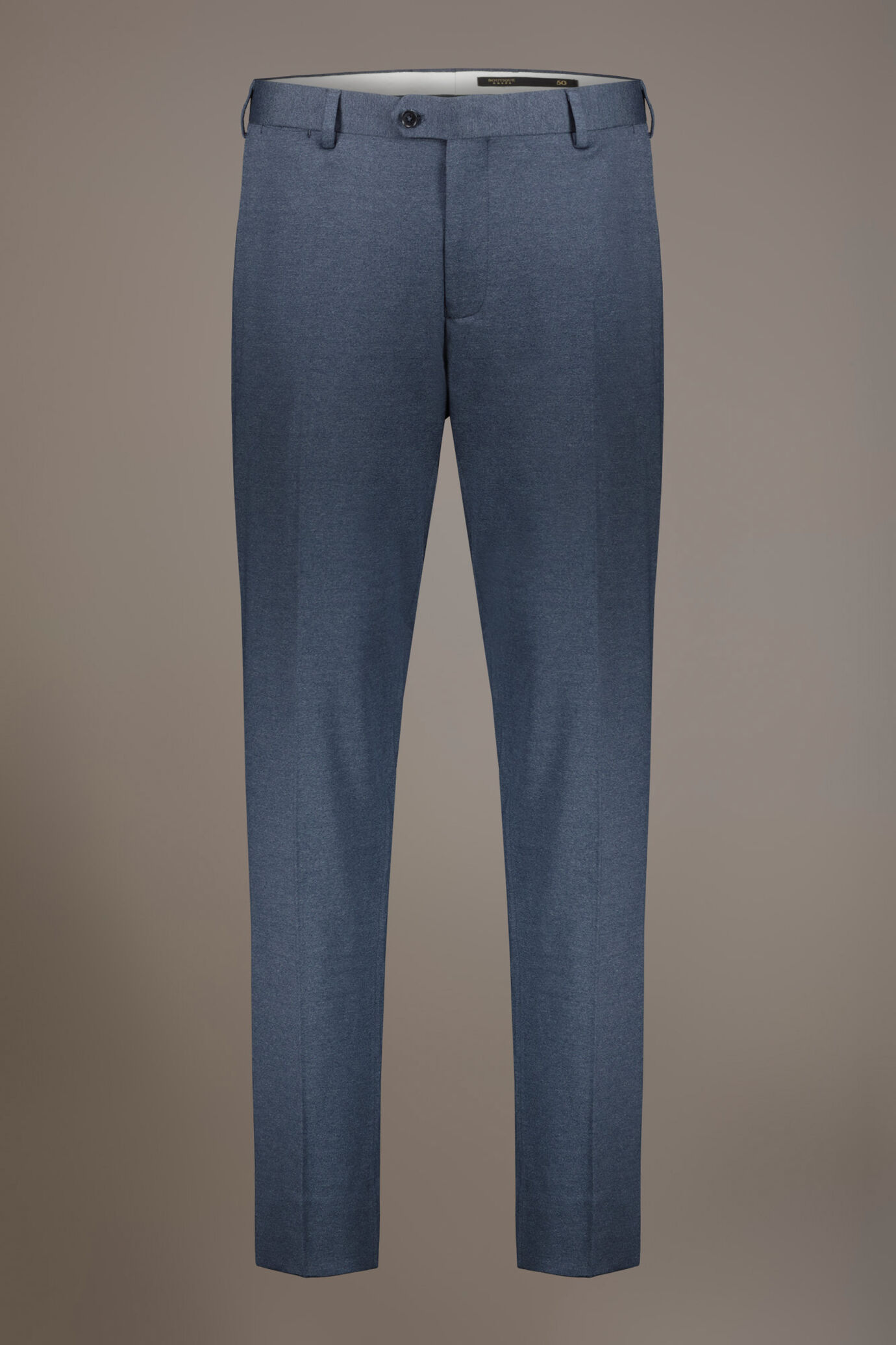 Regular fit single-breasted suit in solid colour jersey fabric