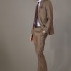 Regular fit single-breasted suit patterned herringbone fabric with solaro texture