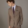 Regular fit single-breasted suit patterned herringbone fabric with solaro texture