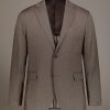 Regular fit single-breasted suit patterned herringbone fabric with solaro texture