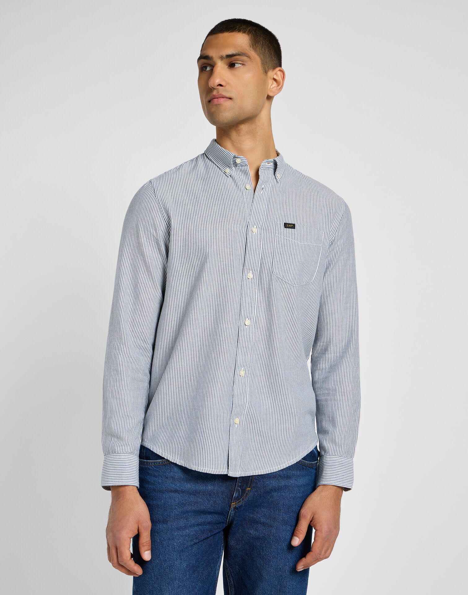 LEE BUTTON DOWN BLUE STRIPE - Image 1