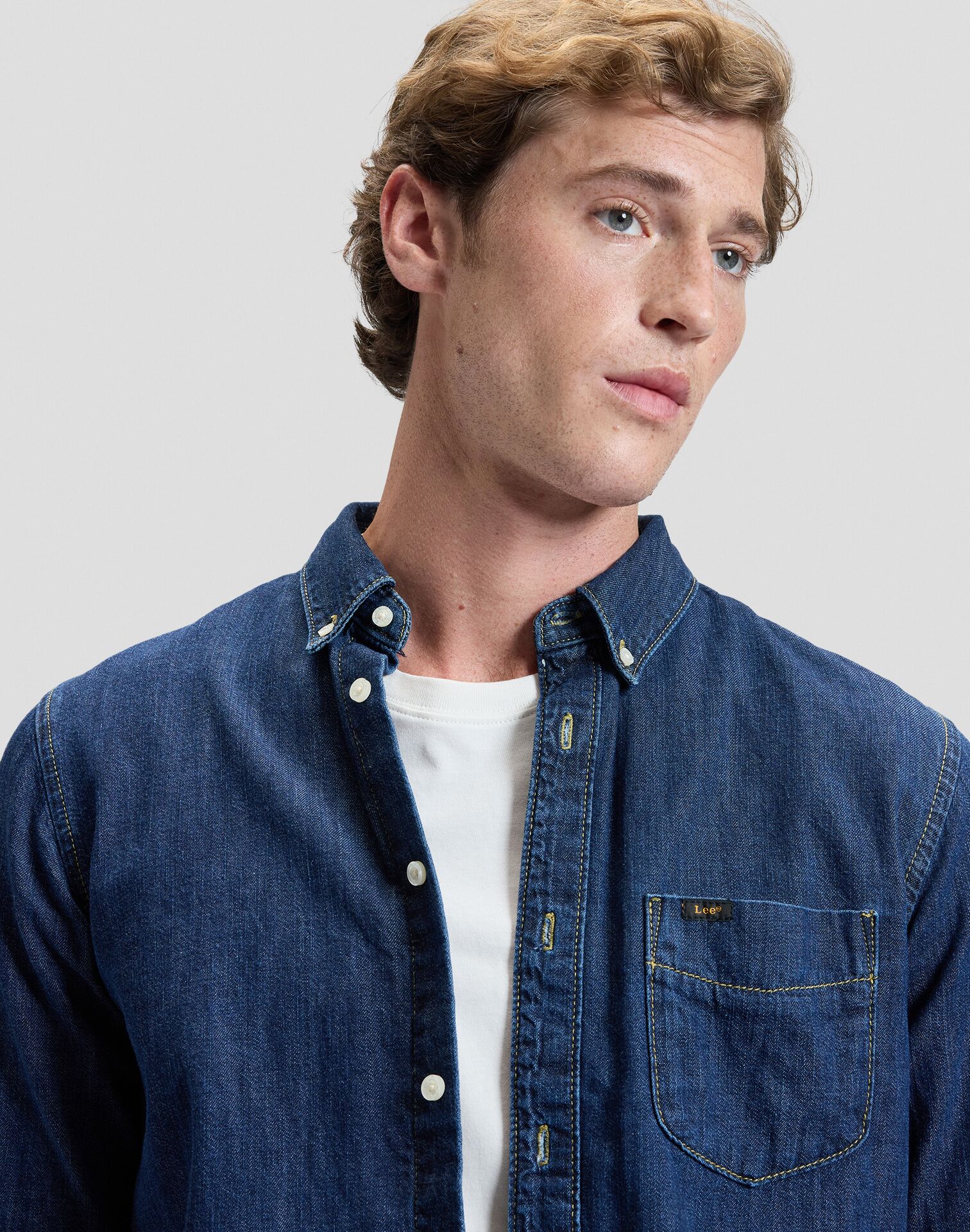 LEE BUTTON DOWN MID STONE 2 - Image 1
