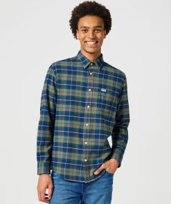 1 Pkt Flannel Shirt Dusty Olive