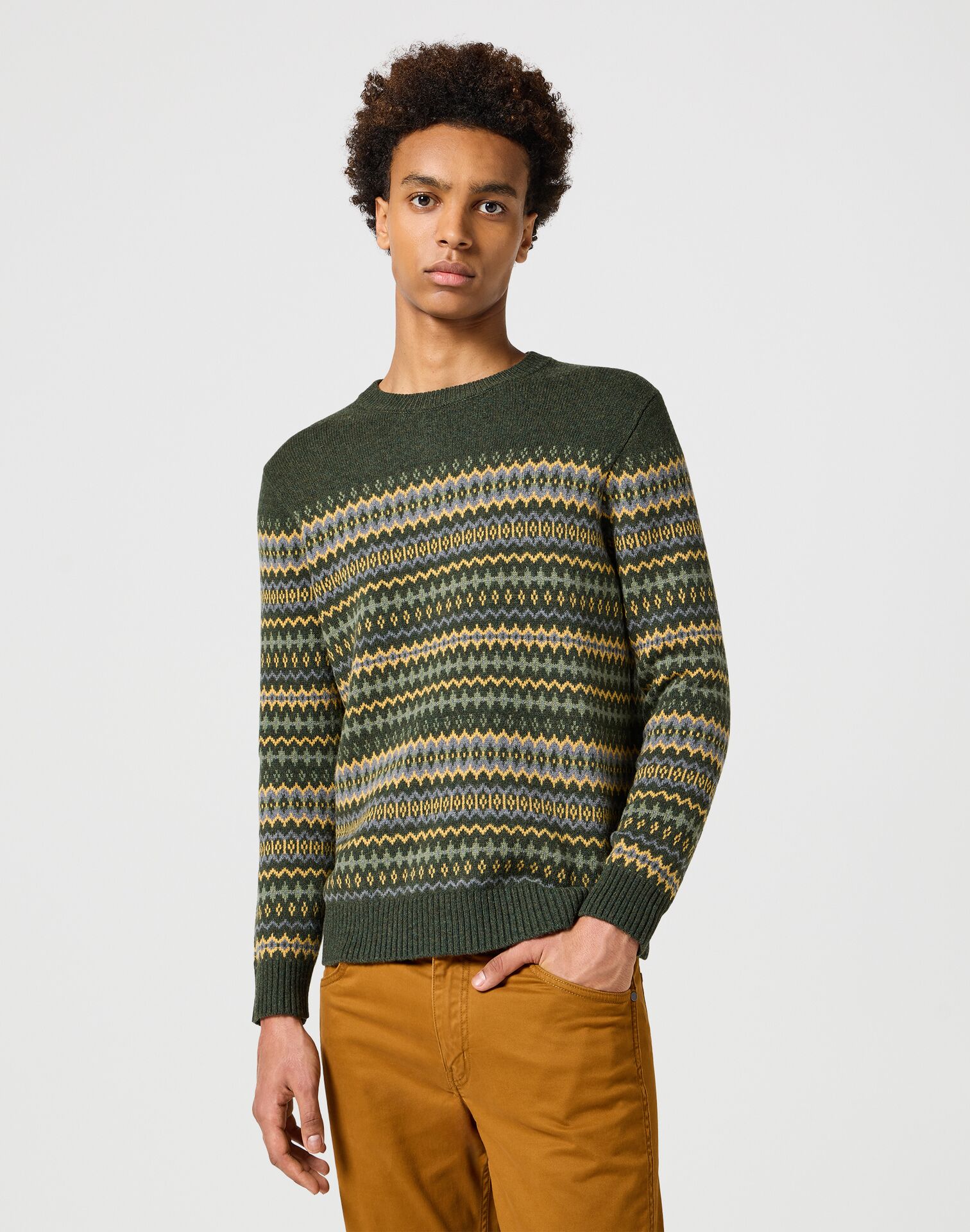 Wrangler Fairisle Sweater Verdant Green - Image 2