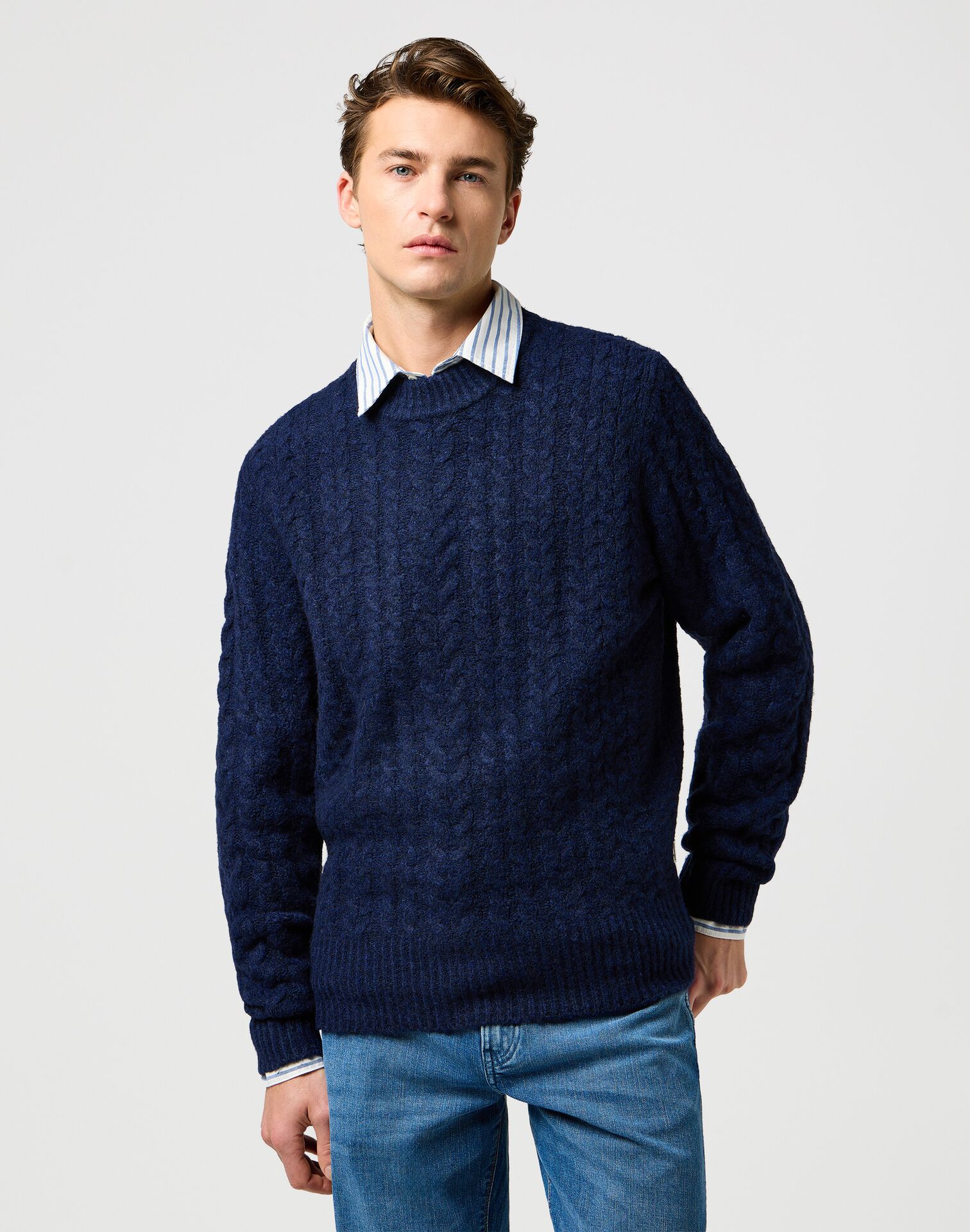 Wrangler CABLE KNIT SWEATER DENIM HEATHER - Image 2