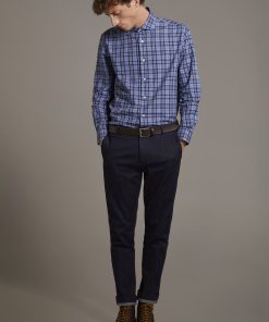 Regular fit denim chino trousers in denim fabric