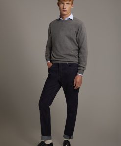 Regular fit denim 5 pockets trousers in denim fabric