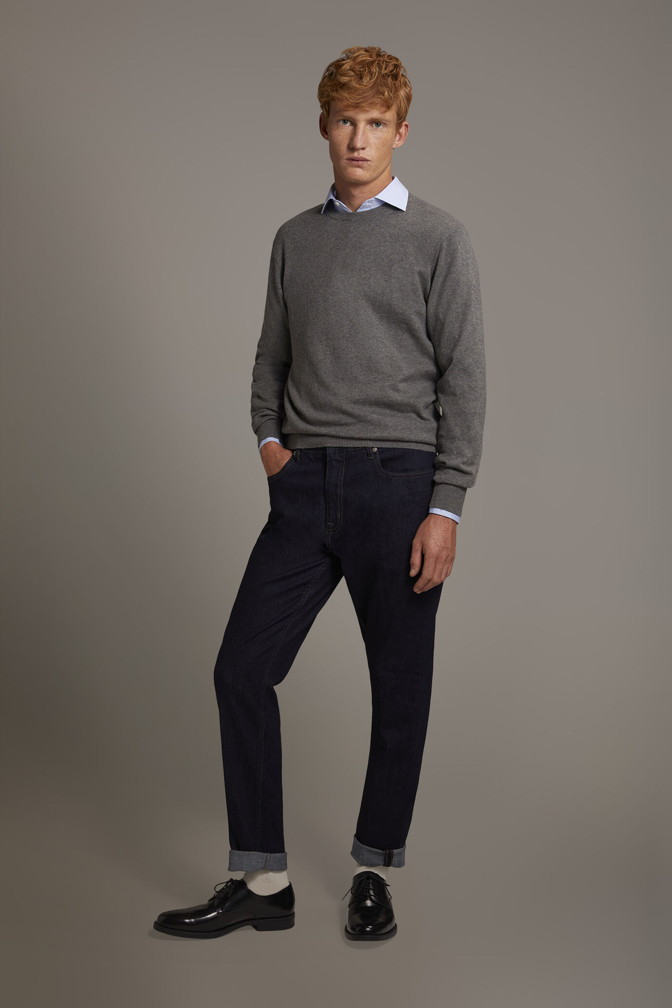 Regular fit denim 5 pockets trousers in denim fabric - Image 1