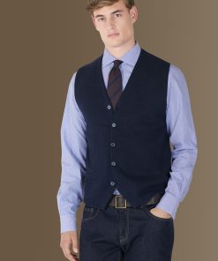 Gilet monopetto in maglia misto lana e cotone