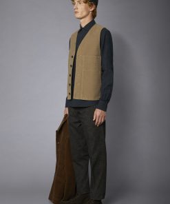 Alternative view of Men's single-breasted casual v-neck waistcoat plain moleskin fabric regular fit