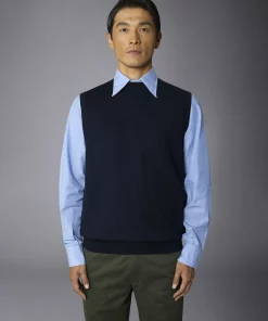 Men's wool and cotton roundneck waistcoat
