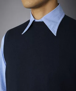 Alternative view of Men's wool and cotton roundneck waistcoat