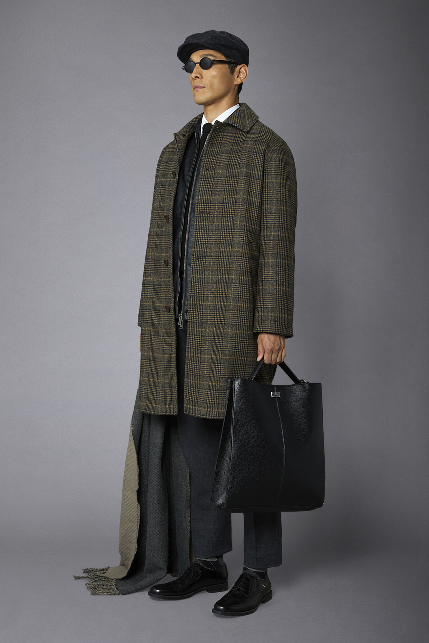 Men's wool-blend single-breasted checked loden coat - Image 2
