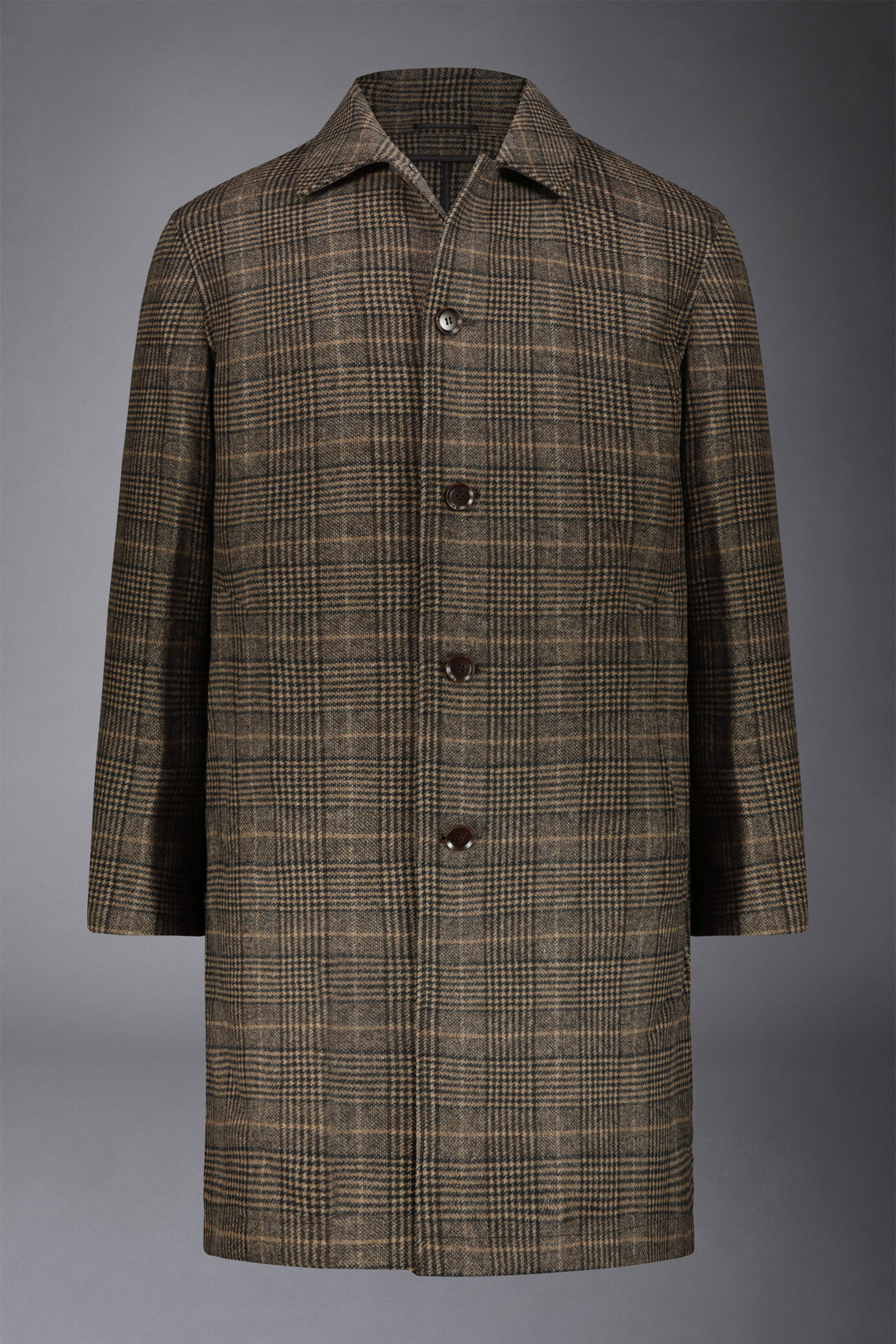 Men's wool-blend single-breasted checked loden coat - Image 3
