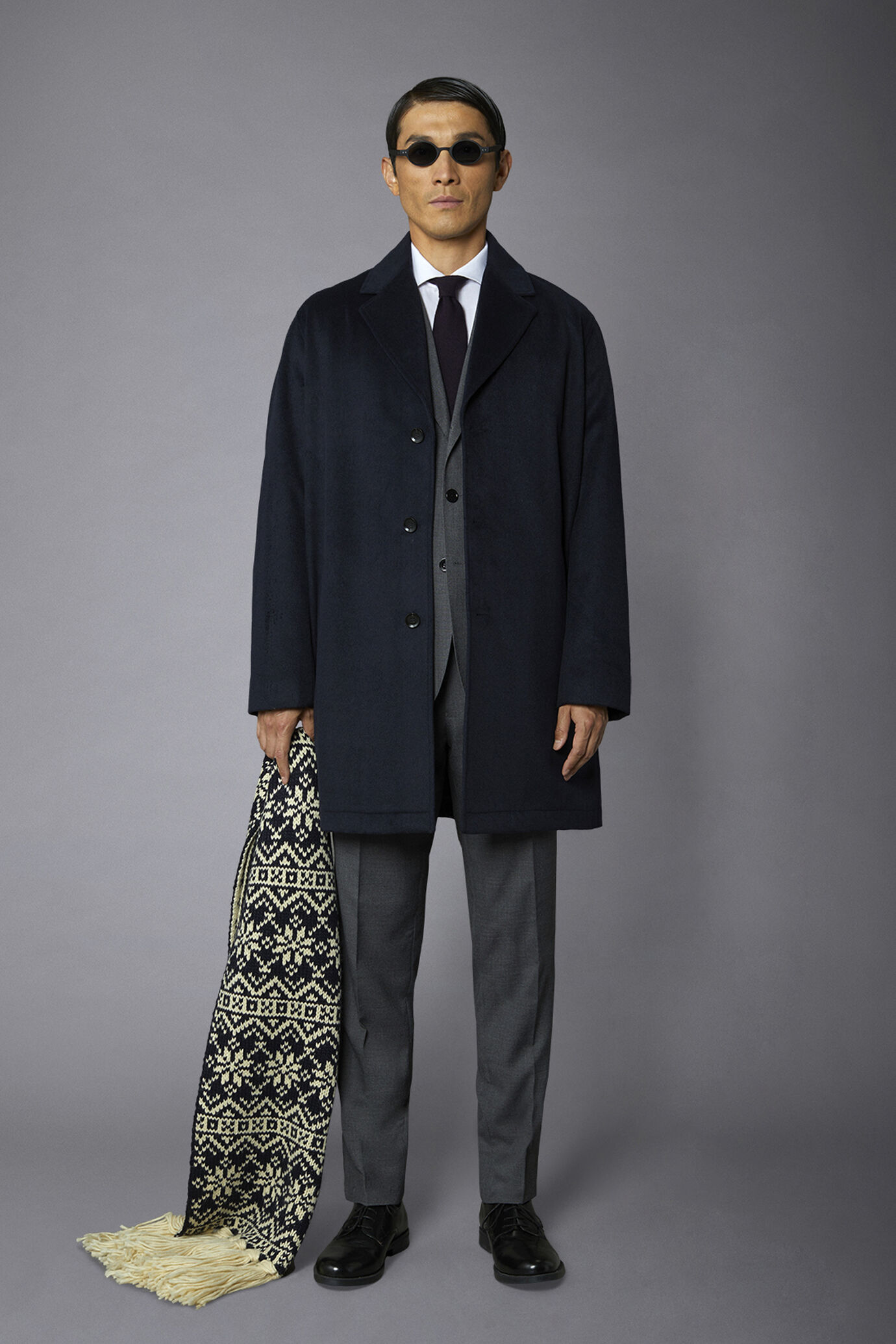 Men's classic single-breasted wool blend coat - Image 1