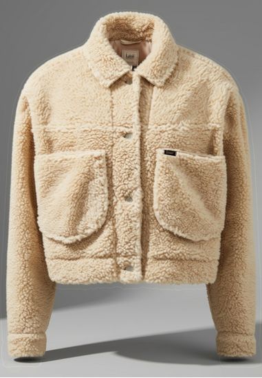 Lee Cropped Sherpa Jacket Ecru - Image 1