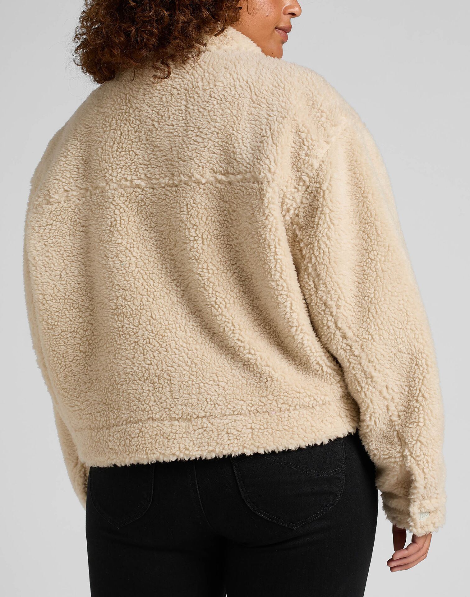 Lee Cropped Sherpa Jacket Ecru - Image 4