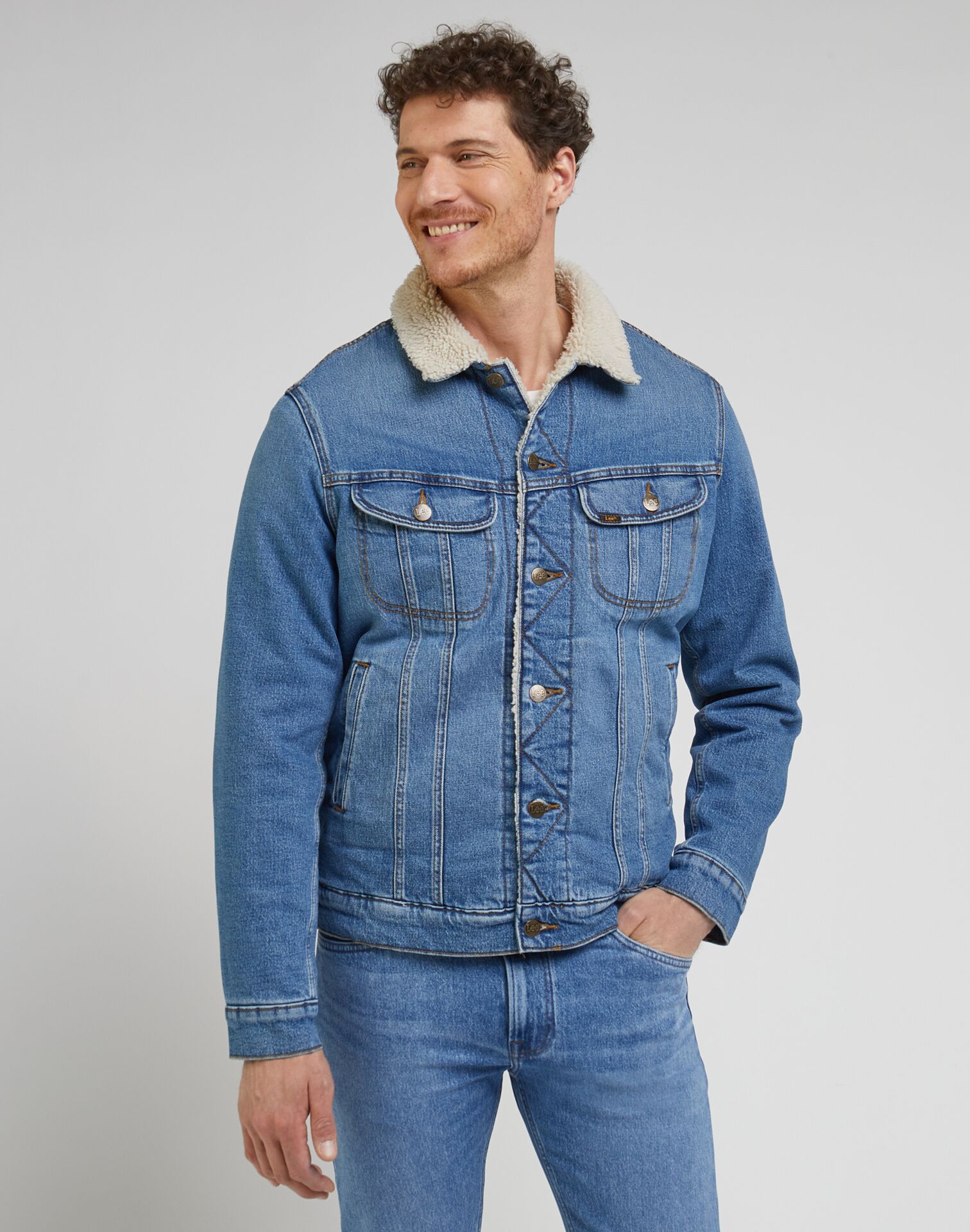 Lee Sherpa Jacket True Blue - Image 4