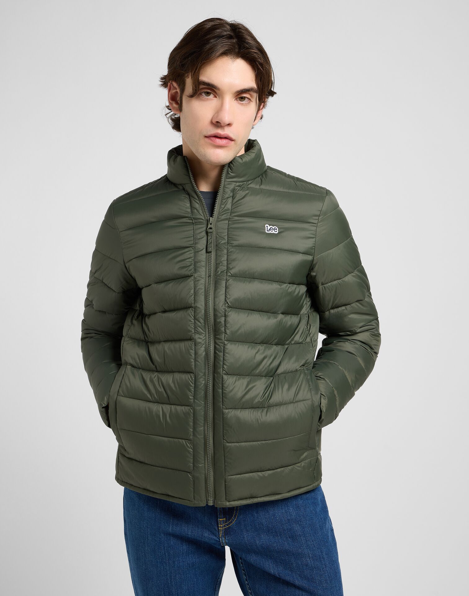 Lee Stand Collar Puffer Olive Gray - Image 4