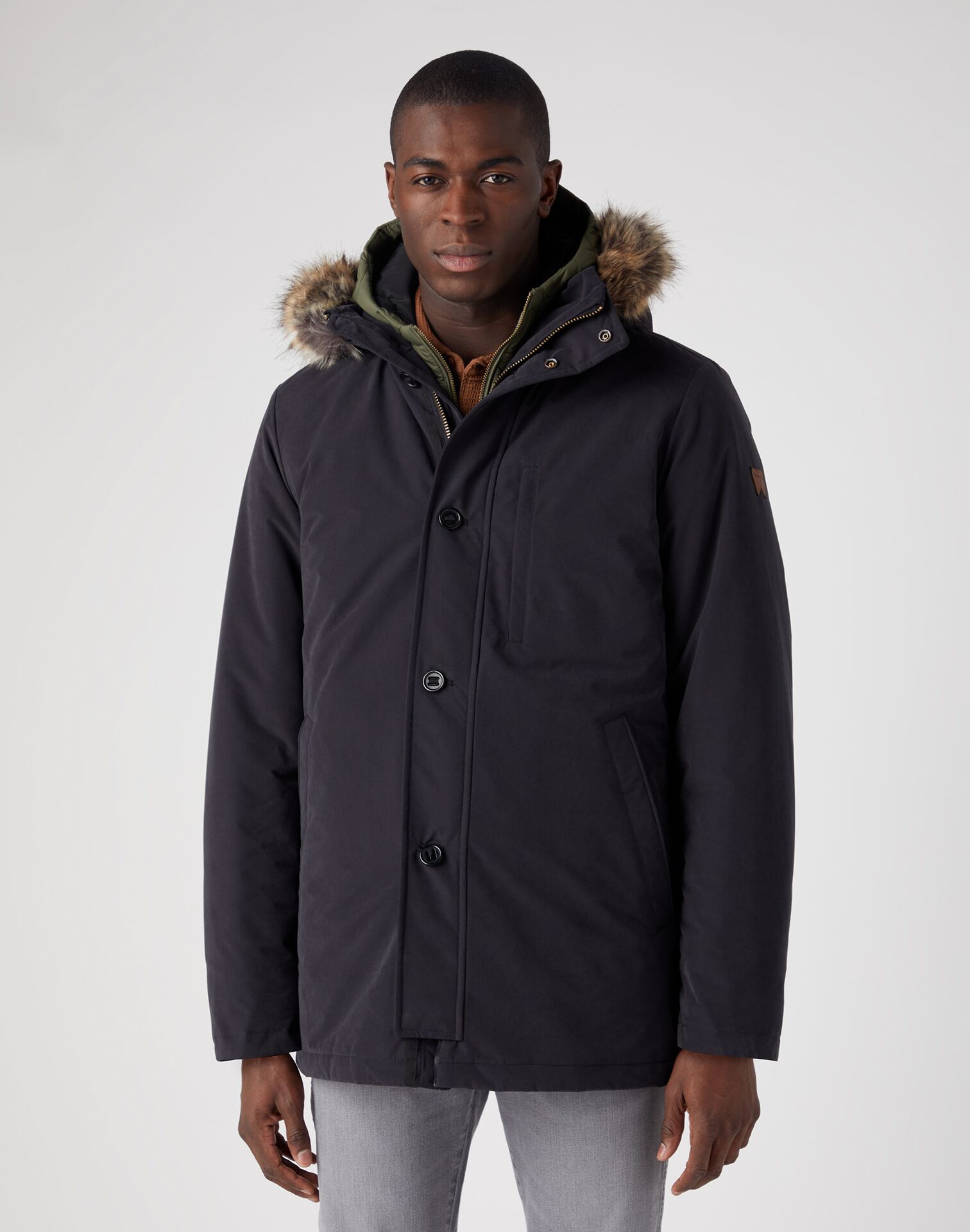 Wrangler 2 In 1 Parka Jacket Black - Image 1