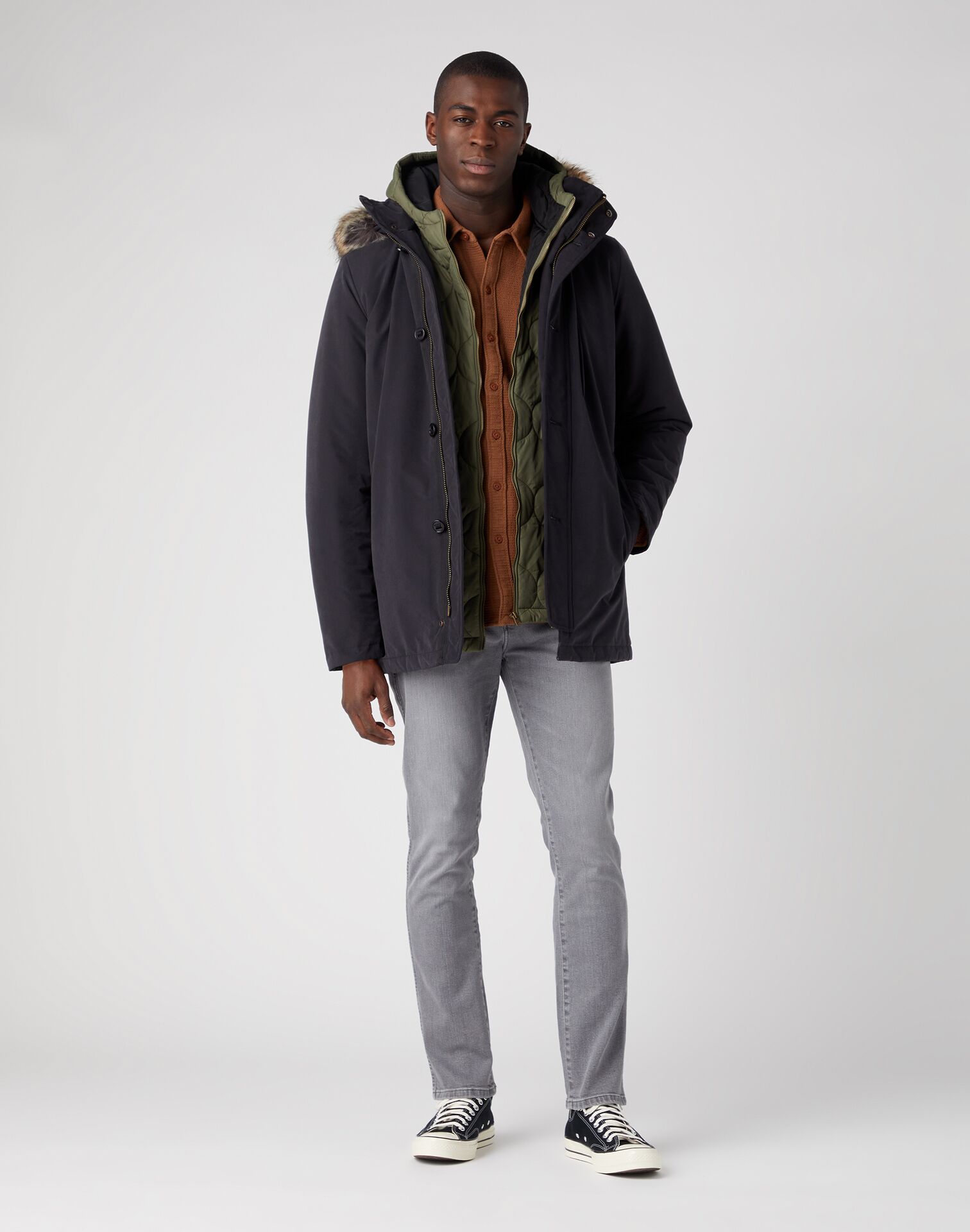 Wrangler 2 In 1 Parka Jacket Black - Image 2